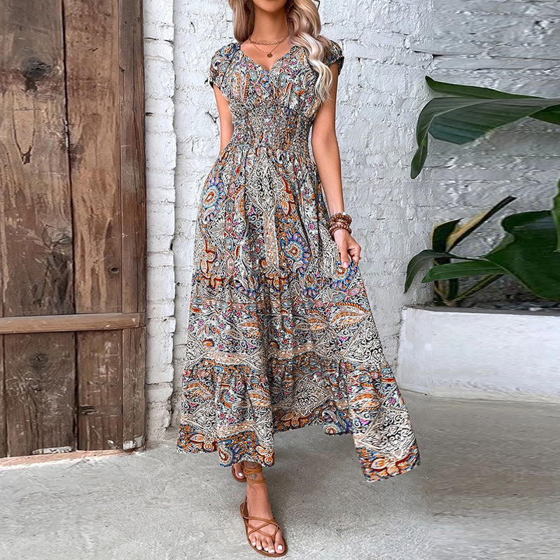 Liora | Maxikleid mit Eleganten V-Ausschnitt und Elastischer Taille für Frauen