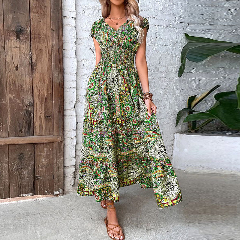 Liora | Maxikleid mit Eleganten V-Ausschnitt und Elastischer Taille für Frauen