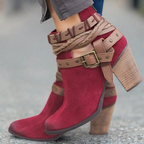 Sienna | Lederstiefeletten mit Stilvollem Blockabsatz für Frauen