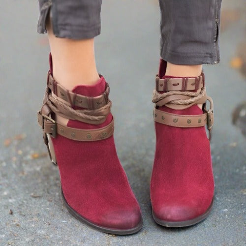 Sienna | Lederstiefeletten mit Stilvollem Blockabsatz für Frauen