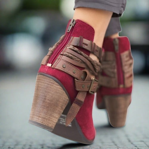 Sienna | Lederstiefeletten mit Stilvollem Blockabsatz für Frauen