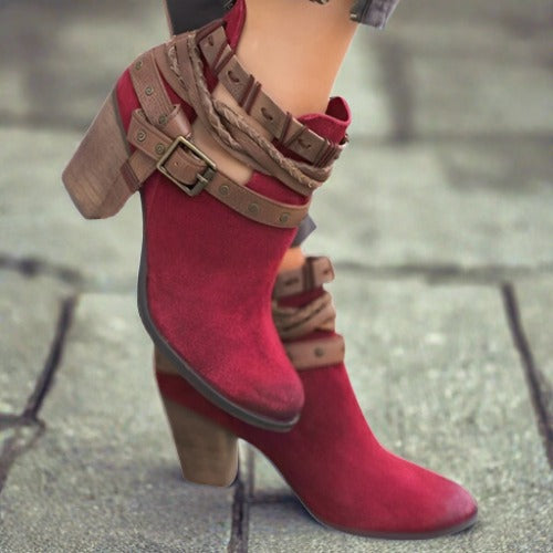 Sienna | Lederstiefeletten mit Stilvollem Blockabsatz für Frauen