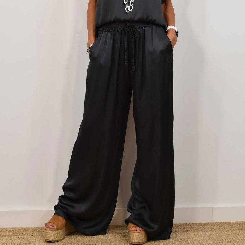 DENISE - SET AUS SATINTOP UND FLIESSENDER HOSE