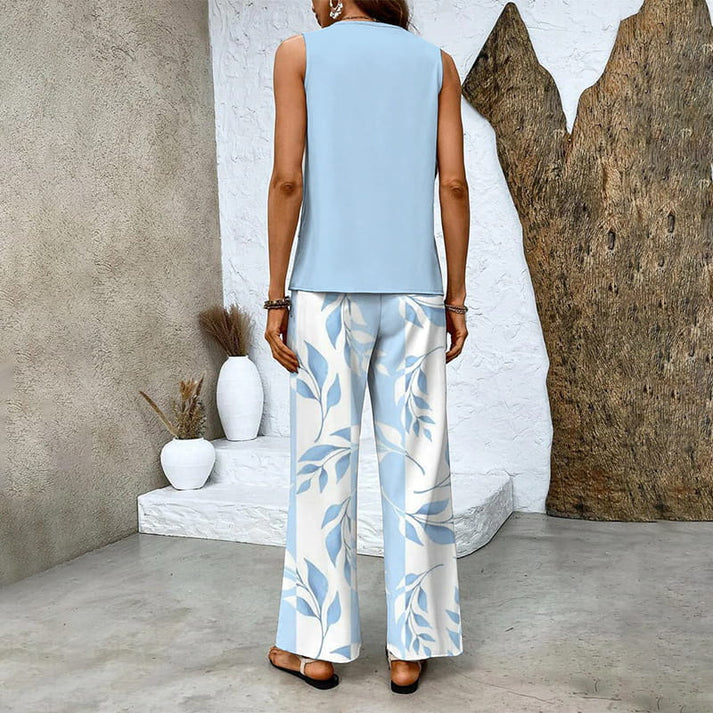 MELEK - SET AUS ÄRMELLOSER BLUSE UND PALAZZOHOSE