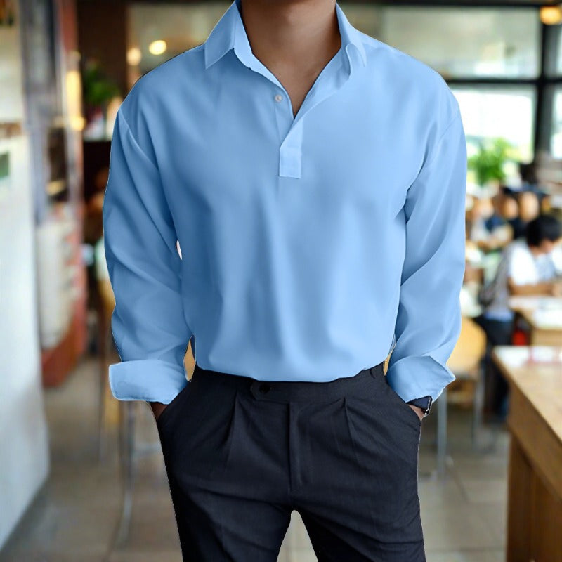Luca | Langarm-Poloshirt mit Atmungsaktivem Stoff und Eleganter Passform für Herren