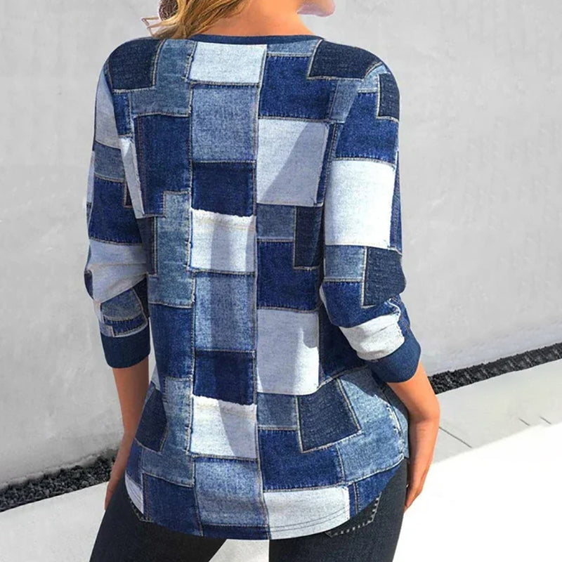 Siena | Langarmbluse mit Atmungsaktivem Stoff und Patchwork-Design für Frauen