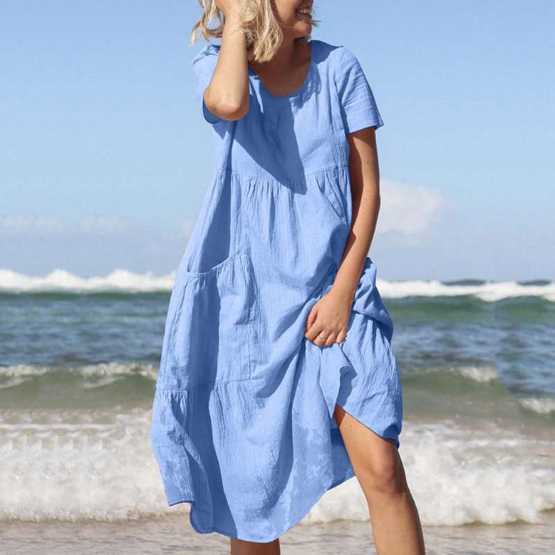 Livia | Midi-Kleid mit Atmungsaktivem Stoff und Praktischen Taschen für Frauen