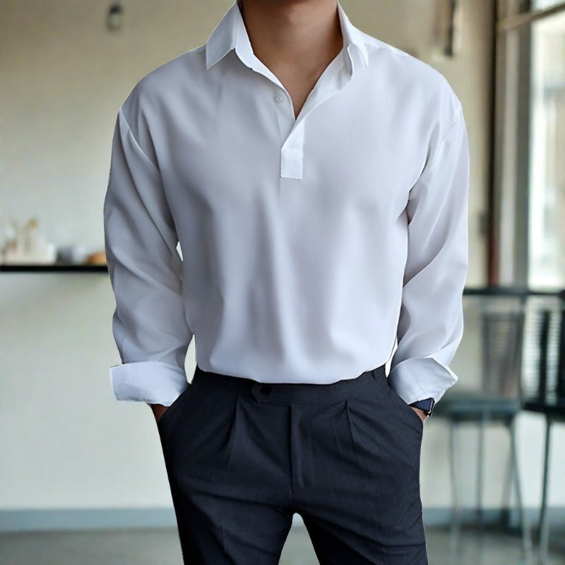 Luca | Langarm-Poloshirt mit Atmungsaktivem Stoff und Eleganter Passform für Herren