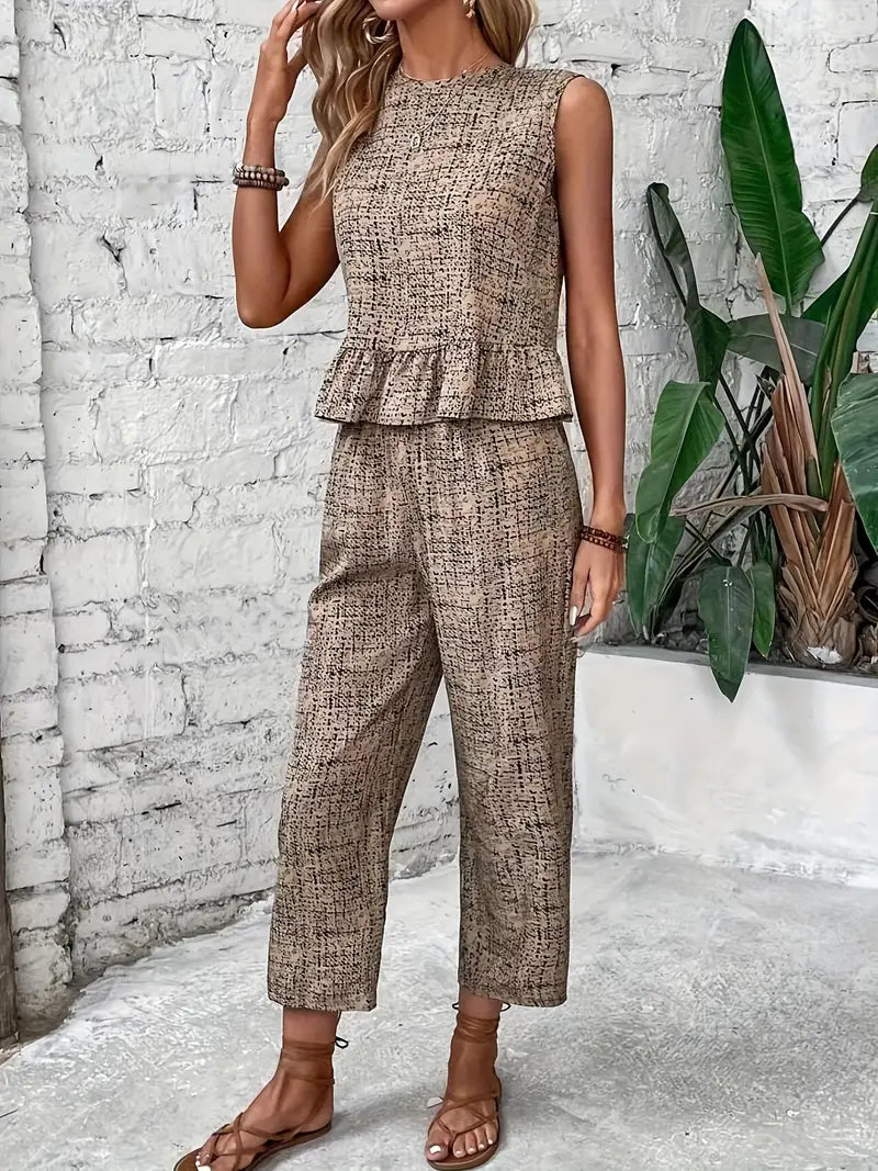 Oliver - Elegantes Set aus Hose und Oberteil mit Allover-Print
