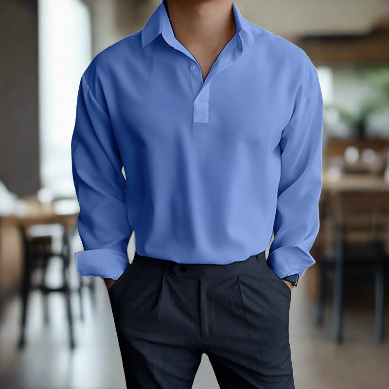 Luca | Langarm-Poloshirt mit Atmungsaktivem Stoff und Eleganter Passform für Herren