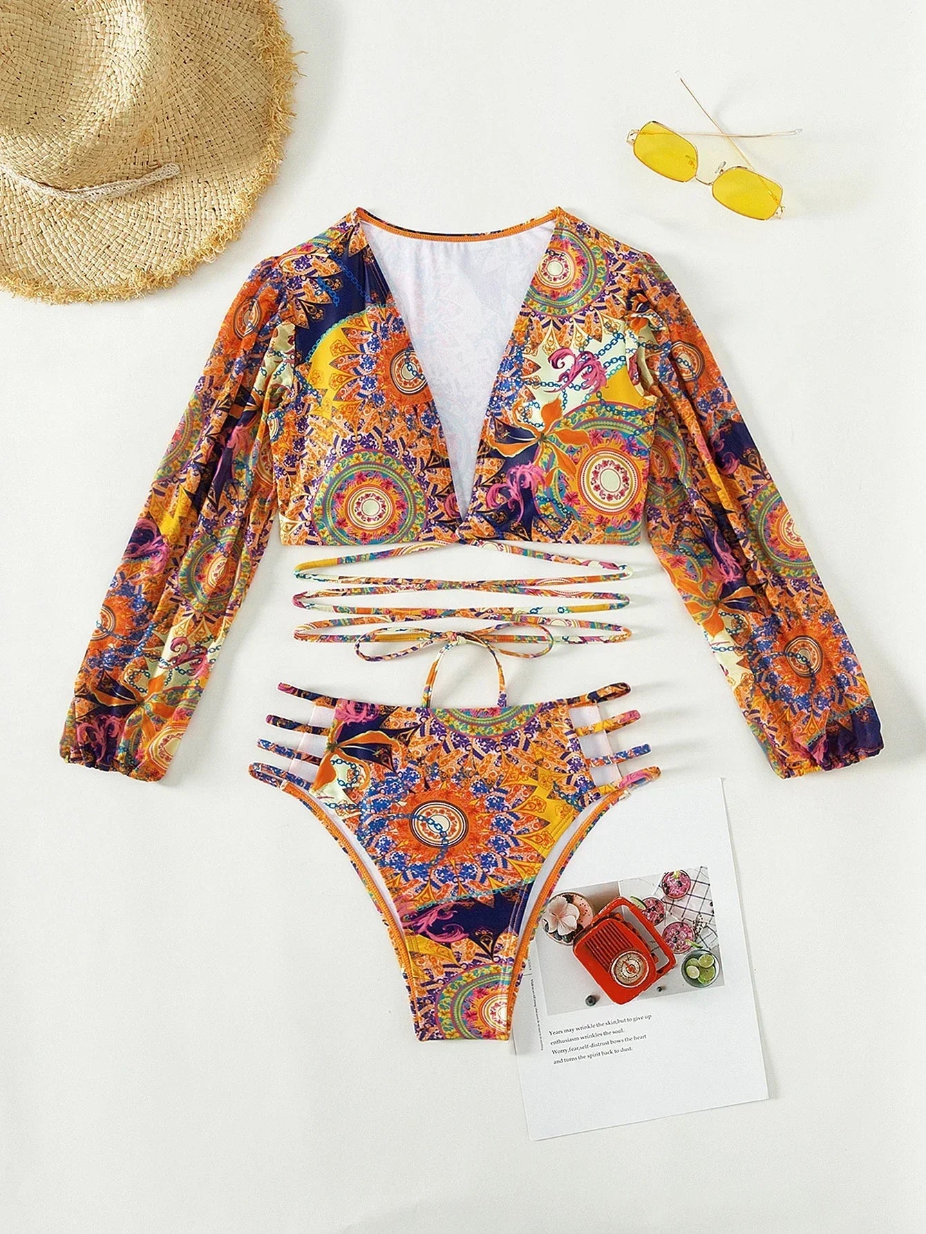 LHARA - Ethnisch bedrucktes Bikini-Set