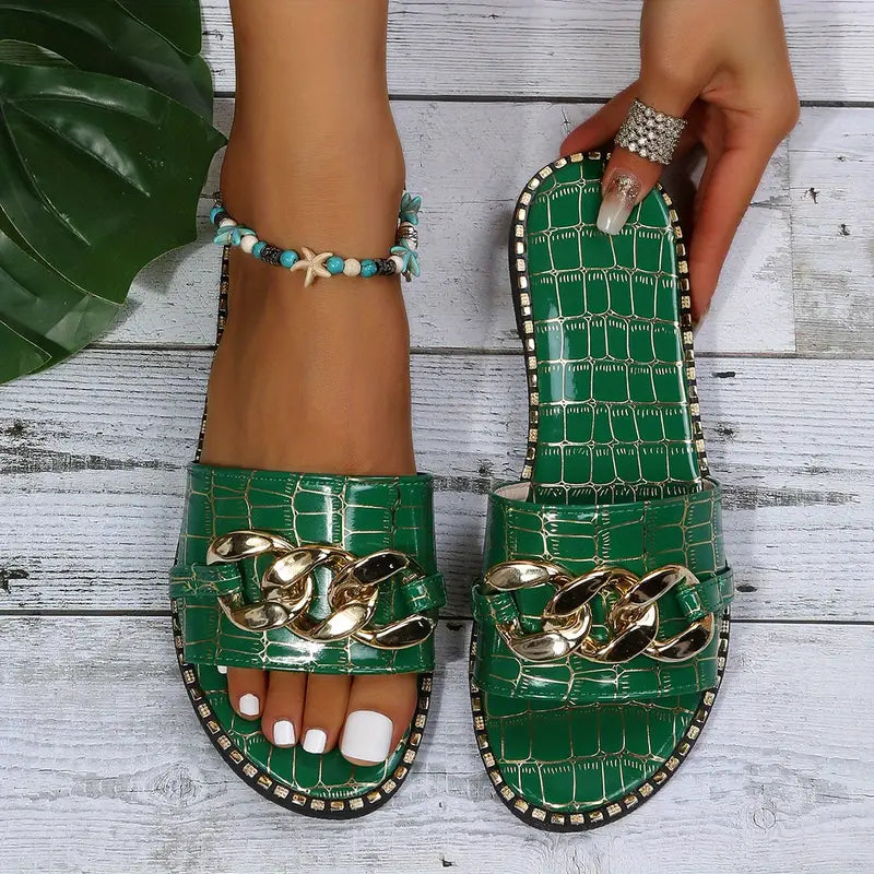 Alicia | Modische Sandalen mit Metallkette