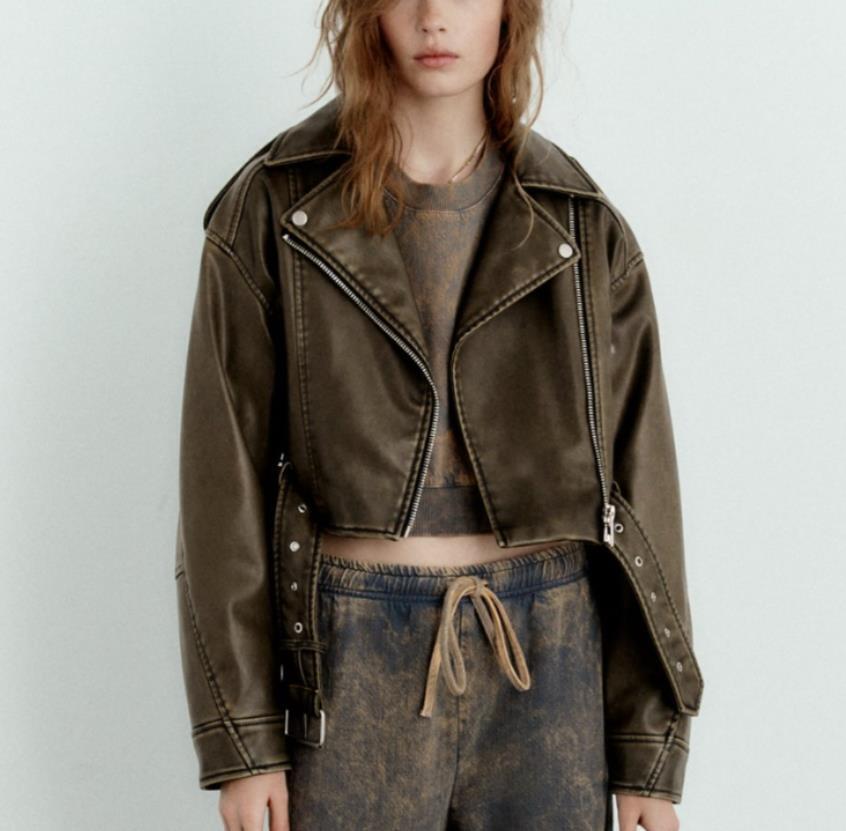 Lederjacke | Übergröße | Gürtel | Bikerjacke | Damenjacke