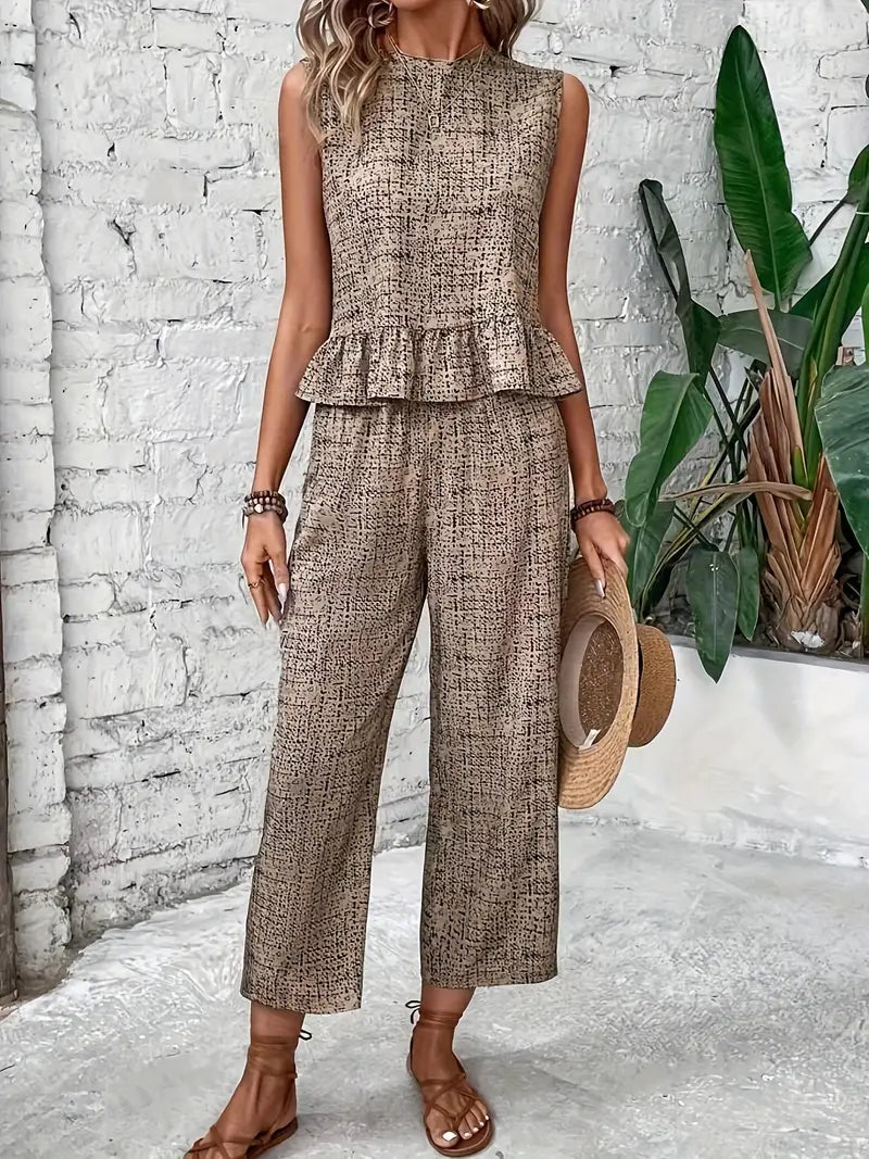 Oliver - Elegantes Set aus Hose und Oberteil mit Allover-Print