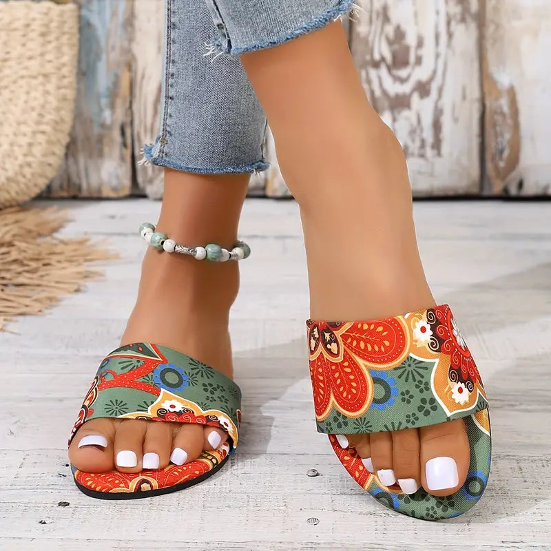 Inez | Ethnische Sandalen mit offener Zehe und Riemen
