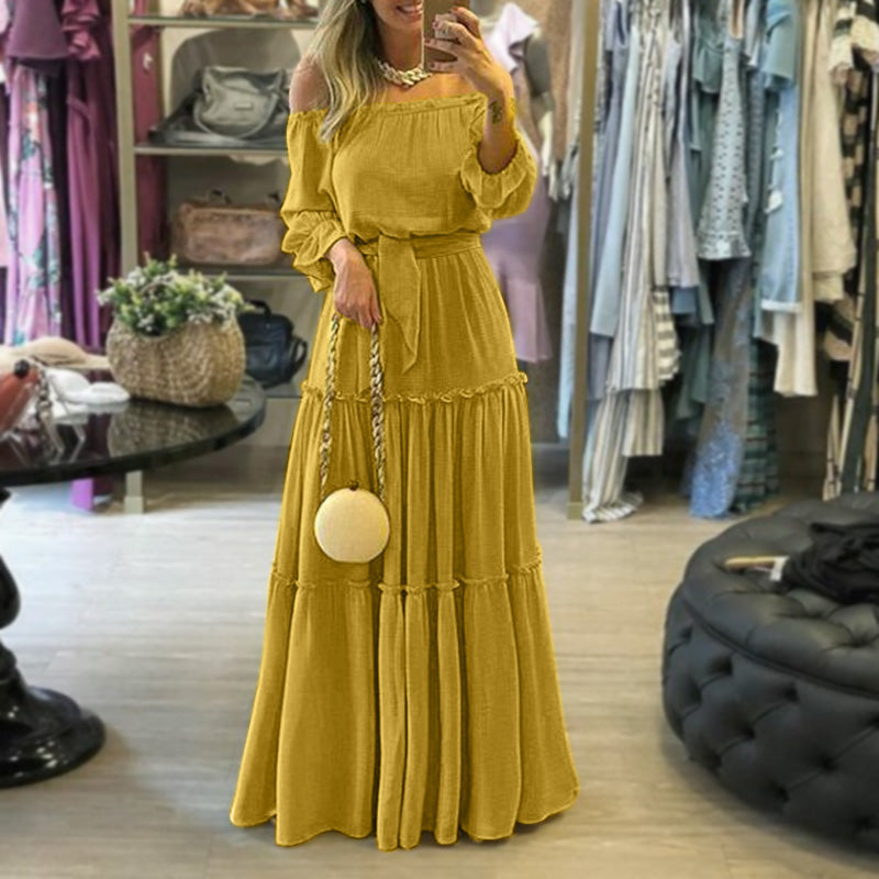 Livia | Maxikleid mit Boho-Chic und Elastischem Ausschnitt für Damen