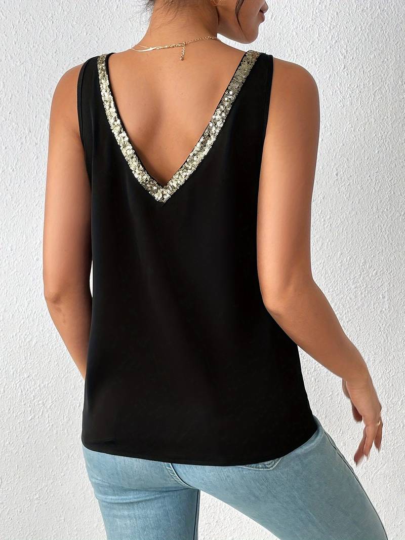 Livia | Top mit Atmungsaktivem Stoff und Glamourösen Pailletten für Damen