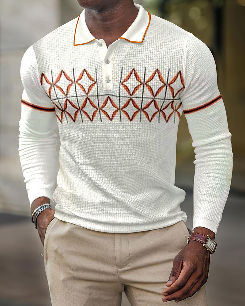 Maximilian | Langärmliges Herrenshirt mit Geometrischem Muster und Eleganter Passform für Männer