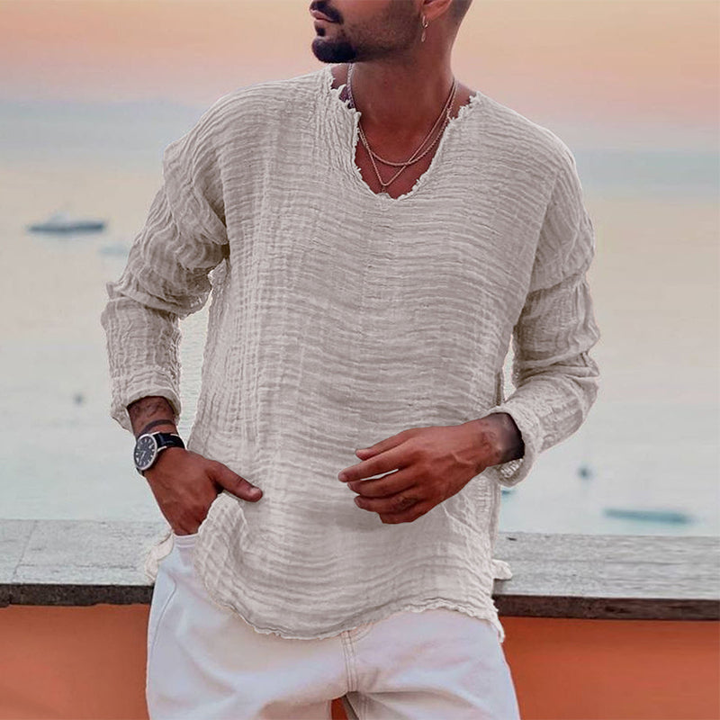 Luca | Langarmshirt mit Atmungsaktiver Baumwollmischung und Texturiertem Design für Herren