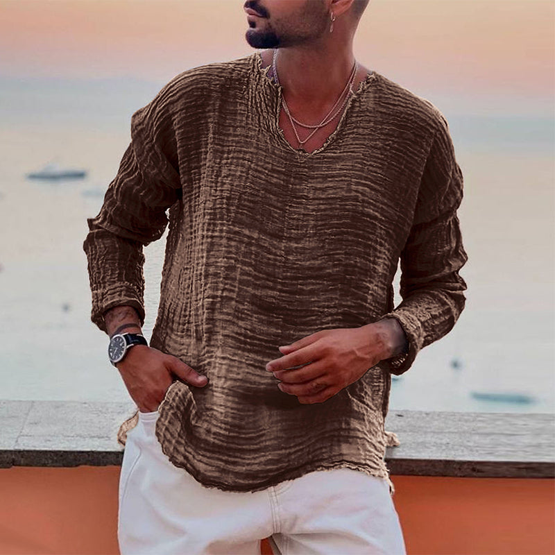 Luca | Langarmshirt mit Atmungsaktiver Baumwollmischung und Texturiertem Design für Herren