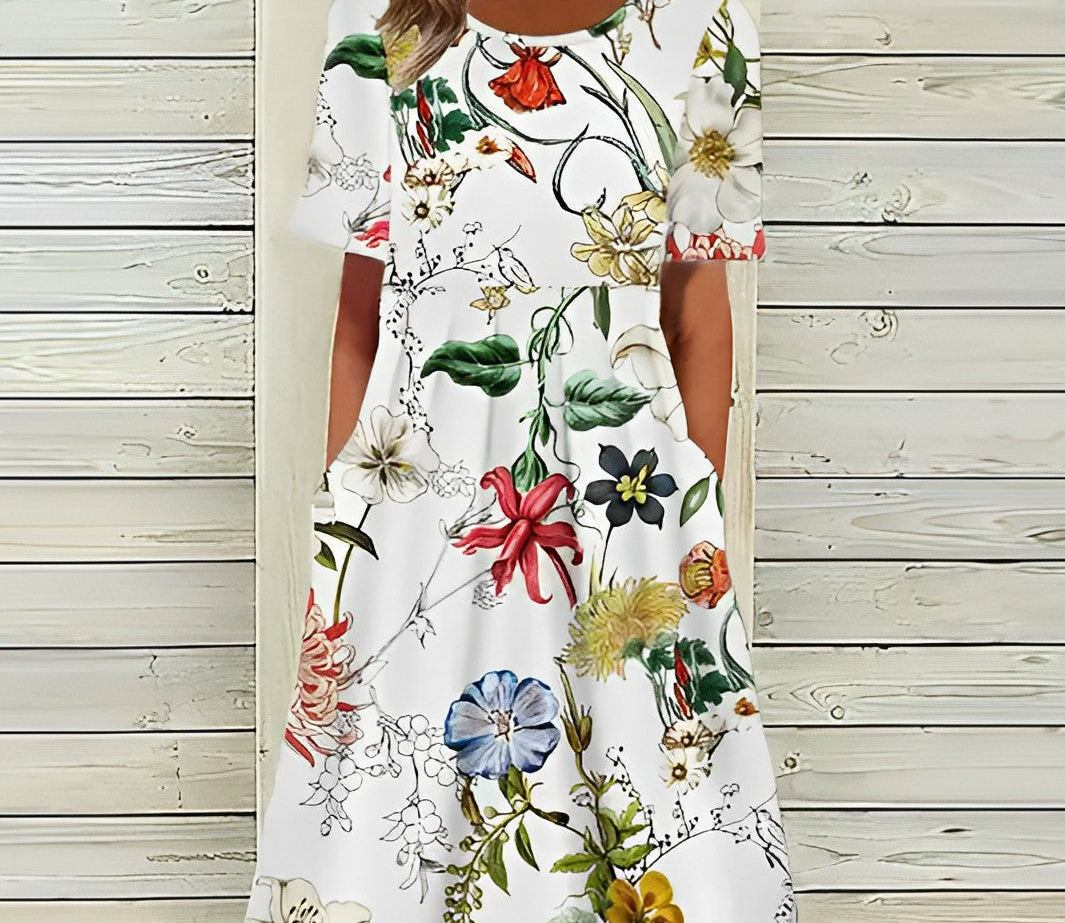 Hayden - Stilvolles weißes Kleid mit Blumenmuster